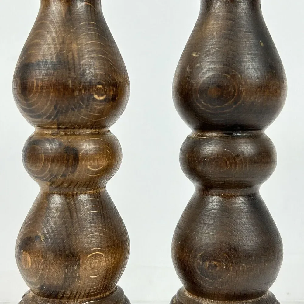 Vintage Lobeco Salt & Pepper Shaker Mill Japan 9" Wooden Spindle Farmhouse - Picture 3 of 13